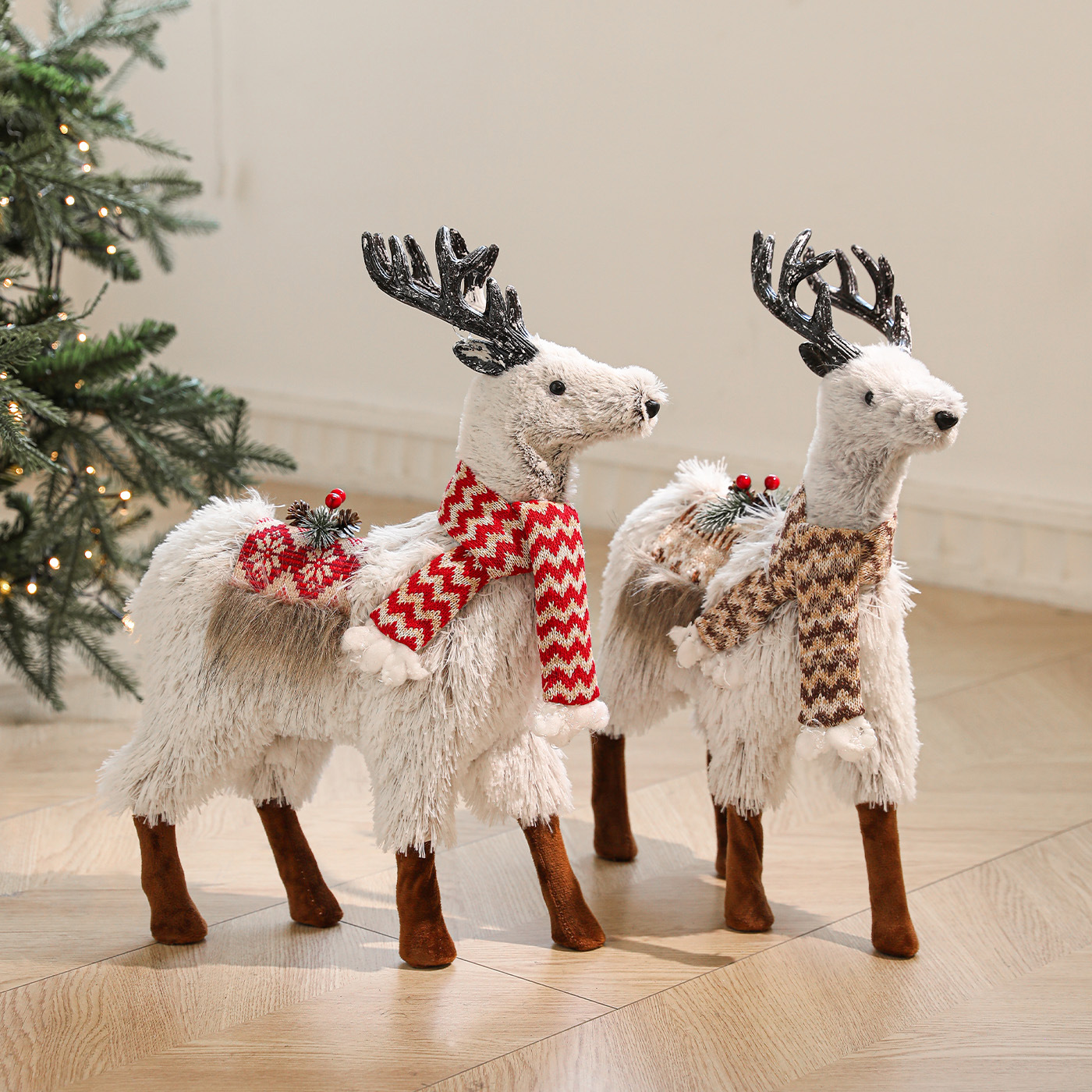 Explosiones de lana gris bufandas de ciervo decoración de Navidad decoración de plástico para el hogar decoraciones de muñecas de muñecas
