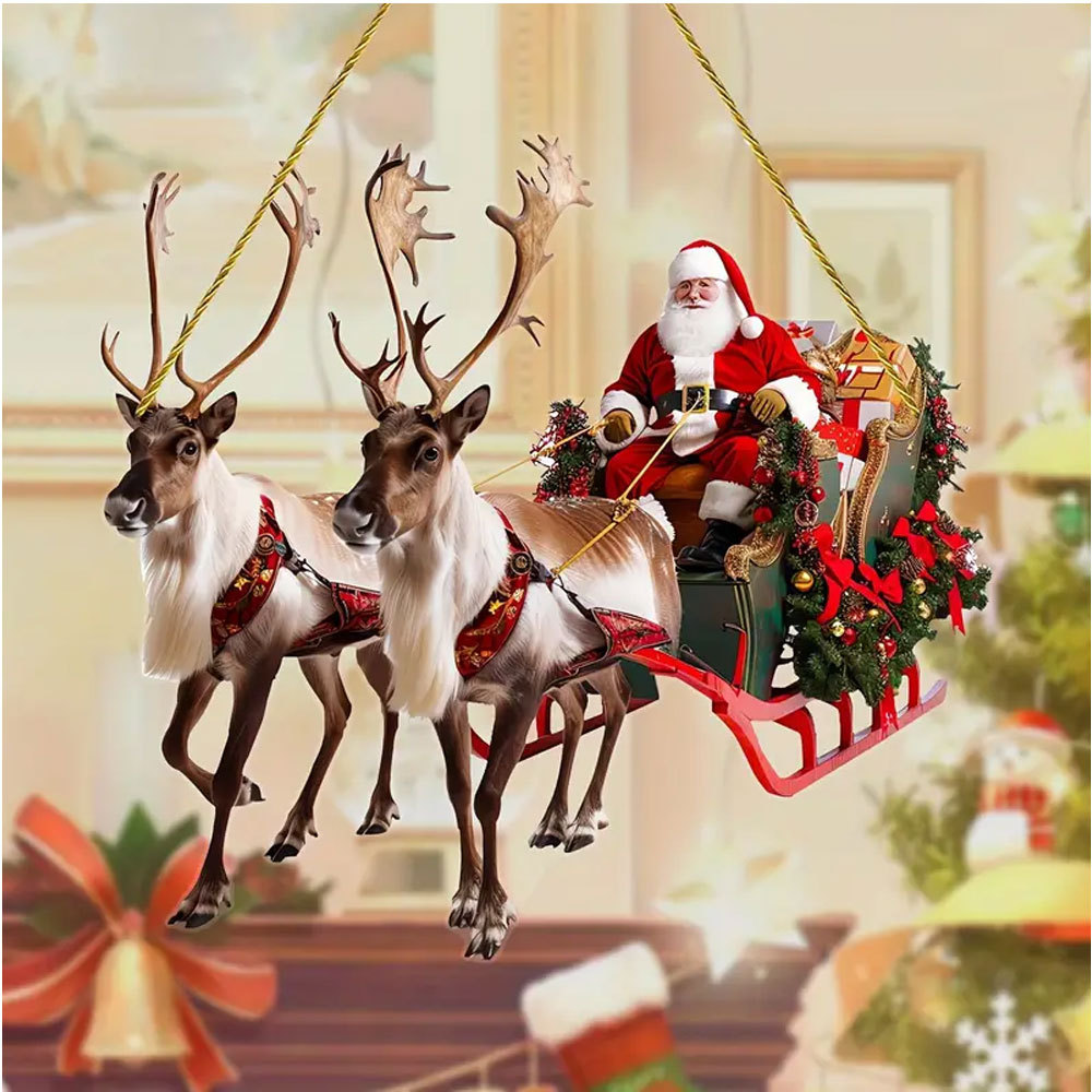 Yeni Noel Baba Elk Kızak Ev Partisi Atmosferi Dekorasyon Kolye_voghion.com