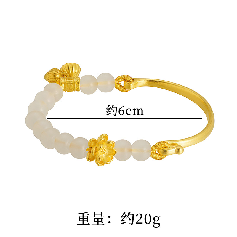 Oro Jade Lotus media pulsera mujer temperamento joyería Lotus pulsera imitación accesorios de oro joya sintética todo partido suministro