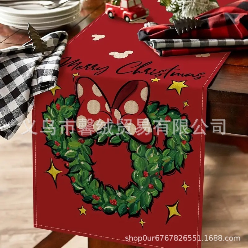 国境を越えて人気のある亜麻のテーブル旗クリスマスの家のレストランのリビングテーブルの室内の屋外の祝日の装飾テーブルクロス|undefined