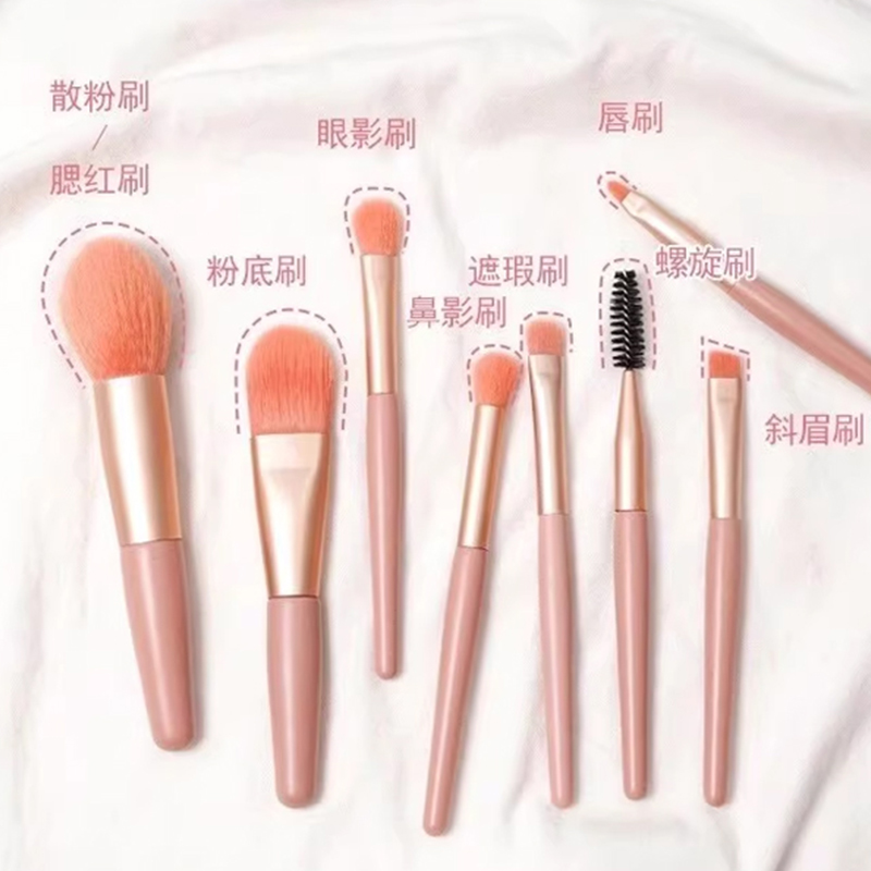Mini edición de 8 conjuntos de cepillo de maquillaje portátil de viaje blando cepillo de sombra de ojos base de cepillo herramientas de maquillaje en stock al por mayor