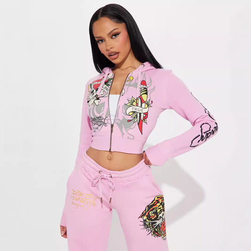 Cross-Border New Amazon Autumn and Winter European and American Fashion Elegant 3D Printed Long-Sleeve Long-Pants Women's Set