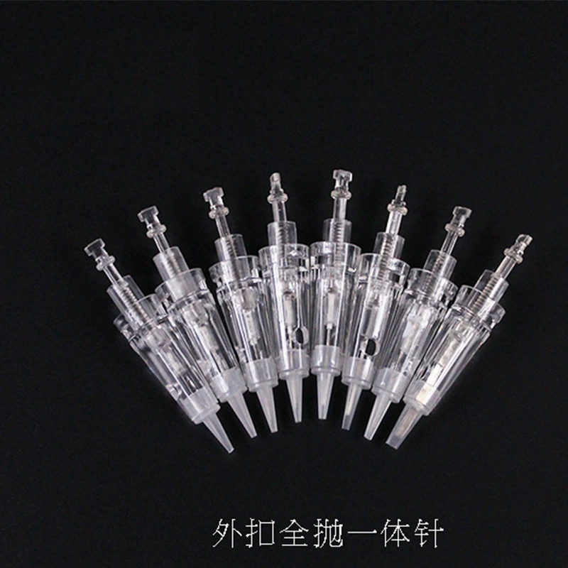 Integrated tattoo needle cartridge, disposable sterile bayonet, for eyebrows/eyeliner/lips