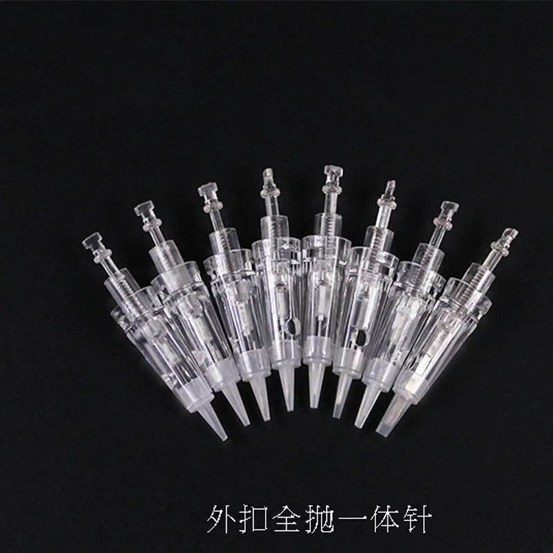 Integrated tattoo needle cartridge, disposable sterile bayonet, for eyebrows/eyeliner/lips