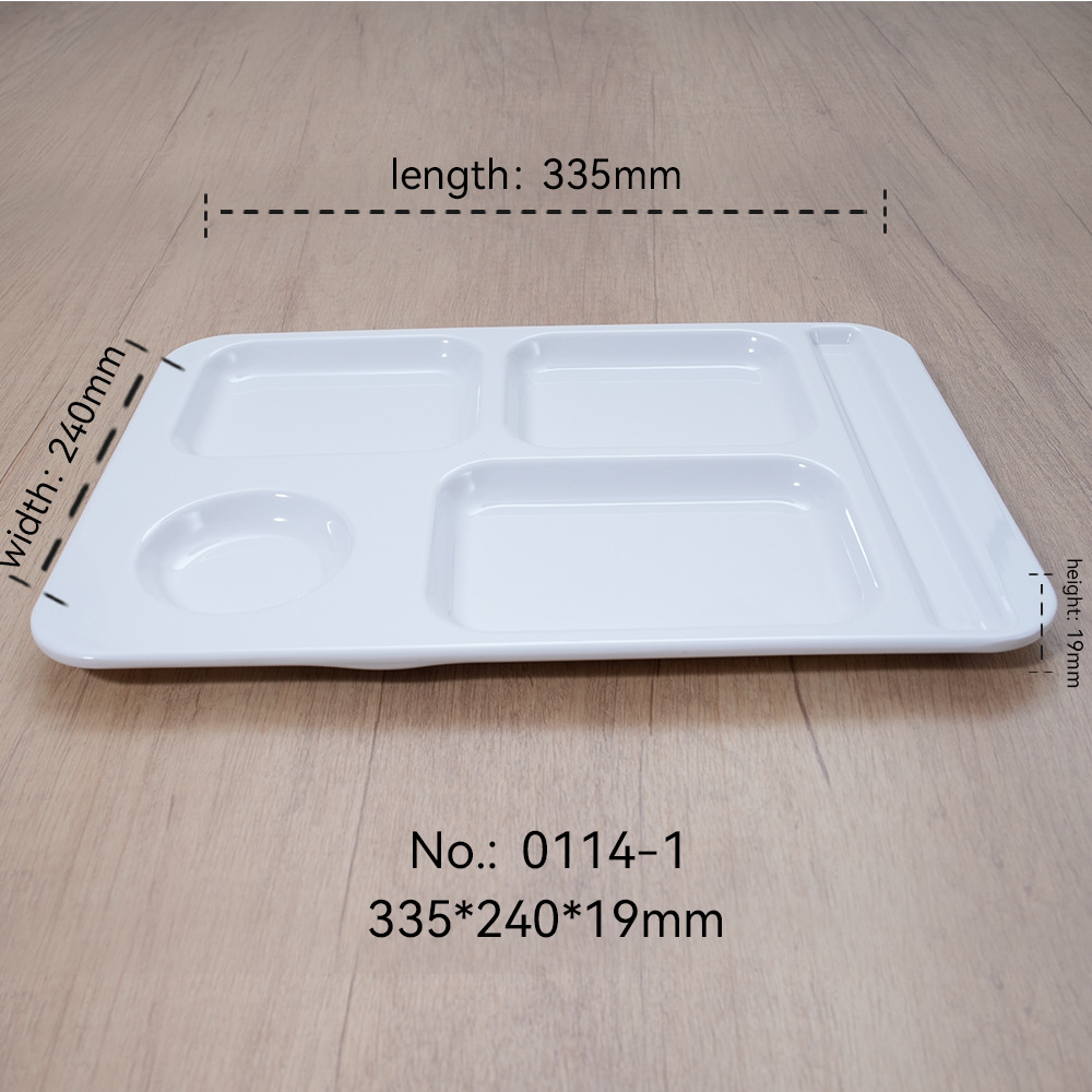 Plato de comidas rápidas de melamina blanca multiplate de plástico de porcelana imitación para comedor escolar de cuatro placas y seis placas personalizadas