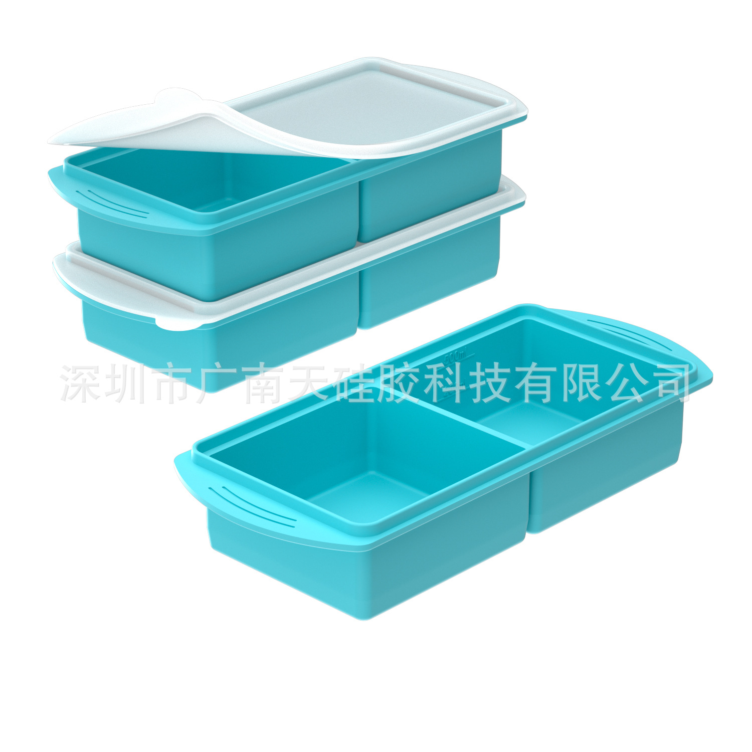 Freezer tray 2 compartments cold green-[Platinum thickened organic silicone]
