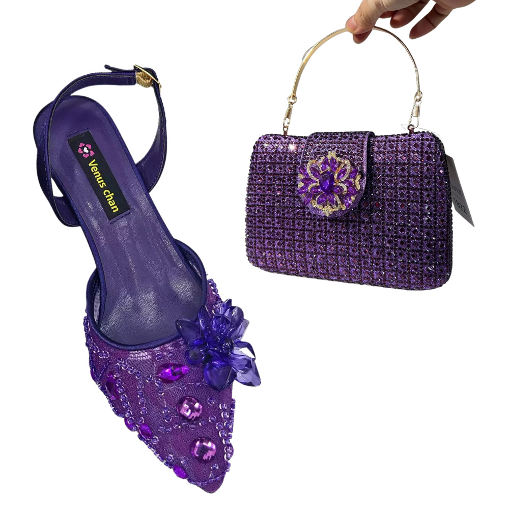 Zapatos estilo italiano para la cena de encaje seda cristal sandalias de tacón fino para mujeres de verano punta de diamante zapatos individuales image 4
