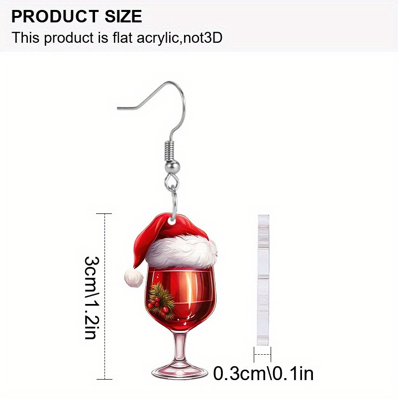 Boucles d'oreilles pendantes verre de vin noël_voghion.com