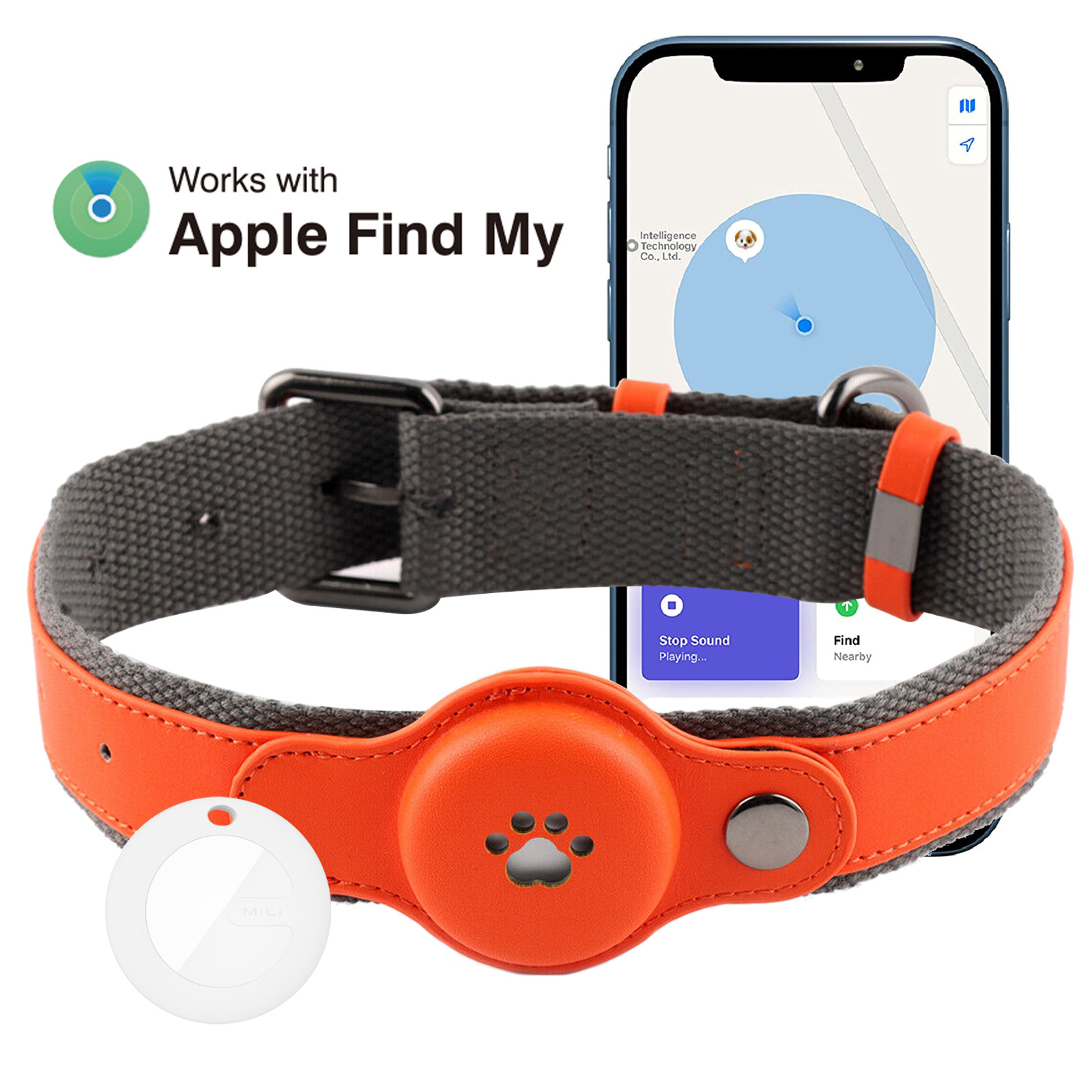 Collar para Perro con Localizador Antipérdida, con Localizador Autorizado por Apple para Rastrear Perros, Producto Premium de Amazon para Uso en Automóviles.
