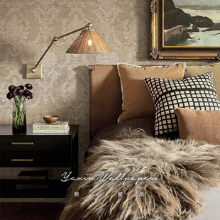 American Retro Bedroom Wallpaper French Accessible Luxury Living Room Sofa Background Wall Decorative Wall Covering Photography Non-Woven Wallpaper