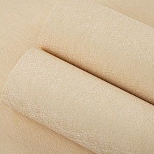 简约加厚PVC不带胶壁纸蚕丝纹高级感卧室防水素色米黄色白色墙纸