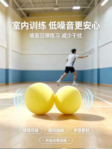 70mm high-density wall-rebound training pickleball ball, indoor yellow solid foam wall practice ball, cross-border