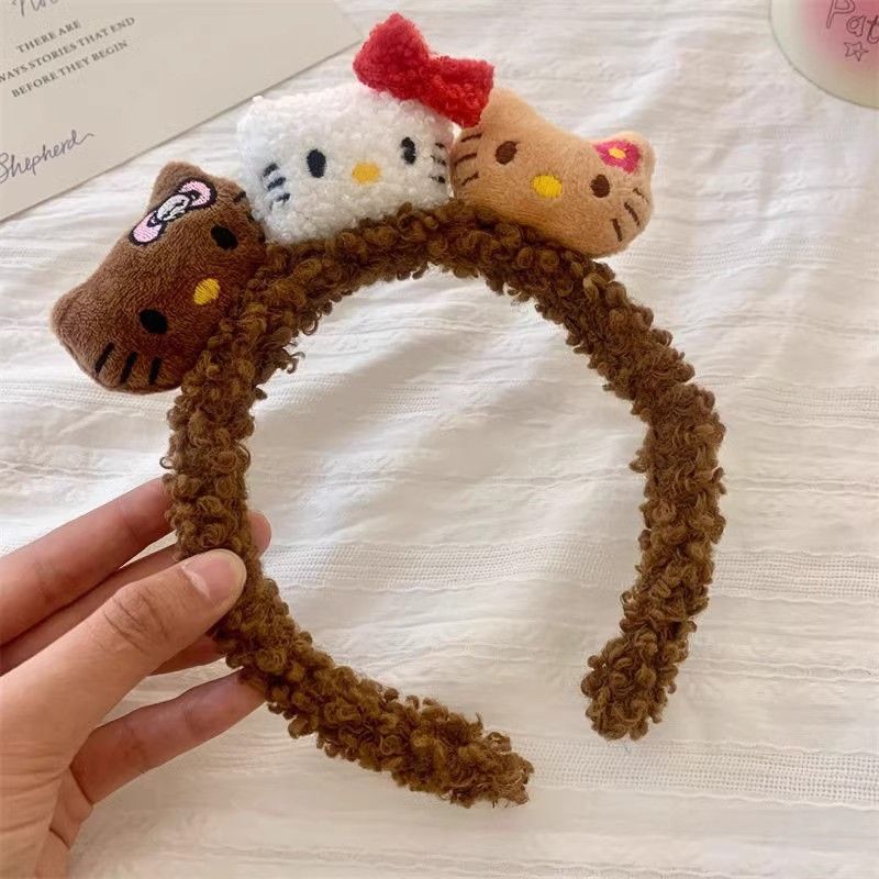 2024 nuevo lindo gato kt presión cabello lavado facial especial cabello de cabeza para mujeres de alto cráneo cabello de cabeza de cabeza de pelusa de otoño pasador de pelo