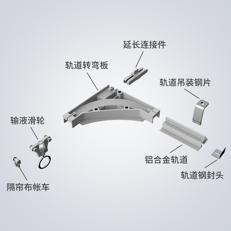 暗装轨道 铝合金隐形窗帘嵌入式医院加厚静音隐藏式 输液隔帘吊轨|undefined