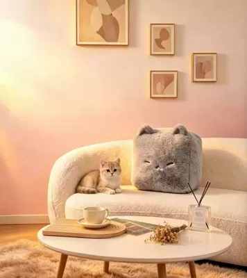 Nosey Bear Lamb Wool Cat-Shaped Oyuncaq yastıqlar - gray-25cm