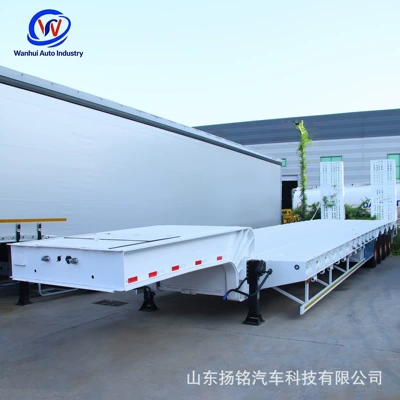 Lightweight Three-Axis Flatbed Semi-Trailer, Port Logistics Container Flatbed Trailer, Heavy-Duty Cargo Flatbed Trailer