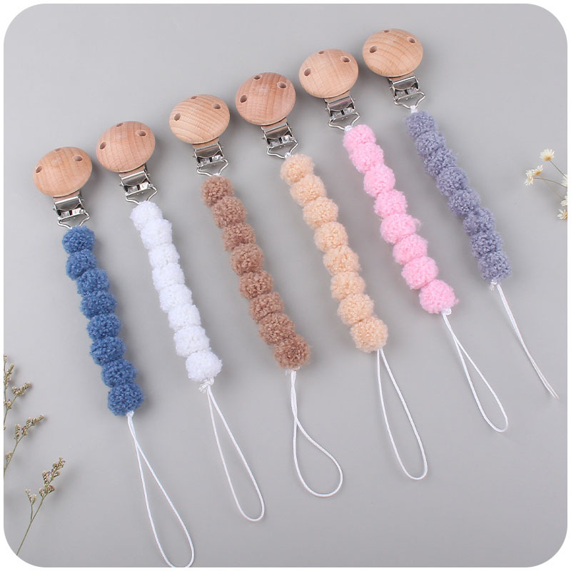 Suministros para bebés Bola de piel juguete mordedor DIY bebé creativo Cadena de chupete cadena anti-caída Amazon AliExpress