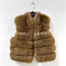 秋冬新品爆款真毛狐狸毛女装皮草横向车条时尚复古短款马甲背心女