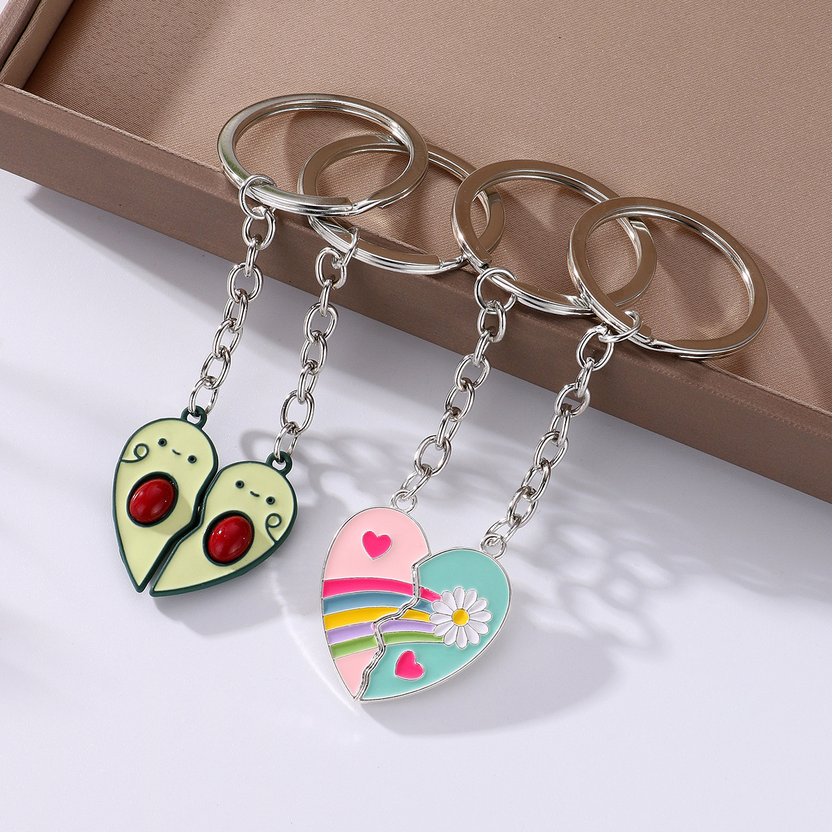 Daily Occasion 1 Pair IG Style Devil'S Eye Fruit Heart Shape Alloy Enamel Bag Pendant Keychain