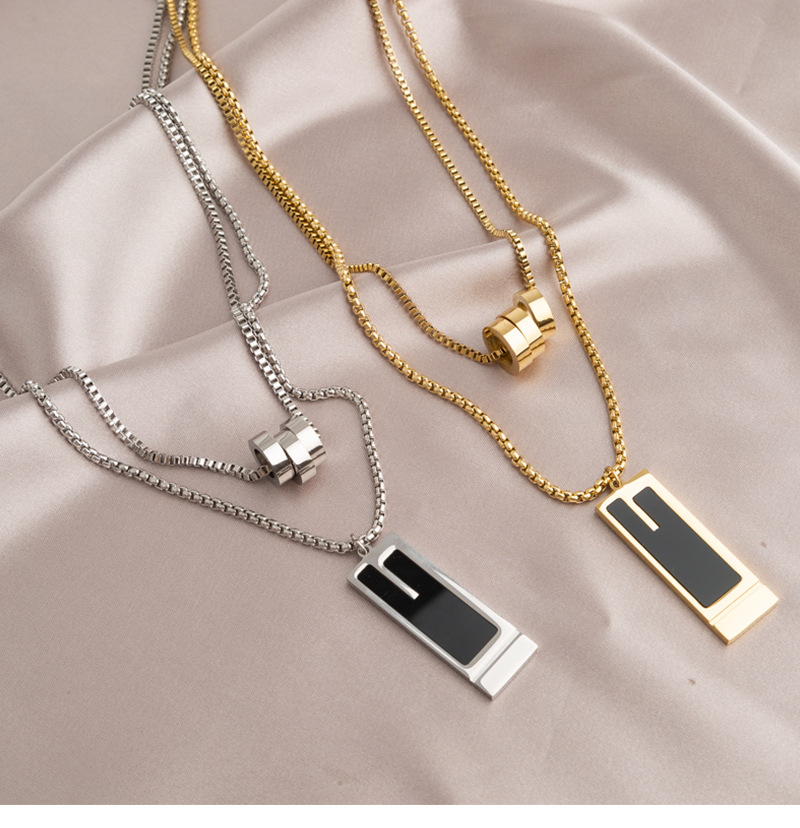 Fashion Square Titanium Steel Plating Sweater Chain 1 Piece