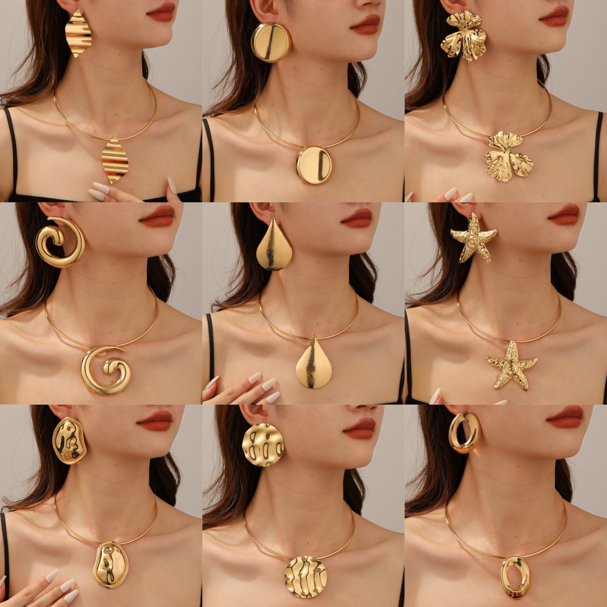 Joyas transfronterizas europeas y estadounidenses collar de pétalos metálicos irregulares de moda simple collar de collar de hierro