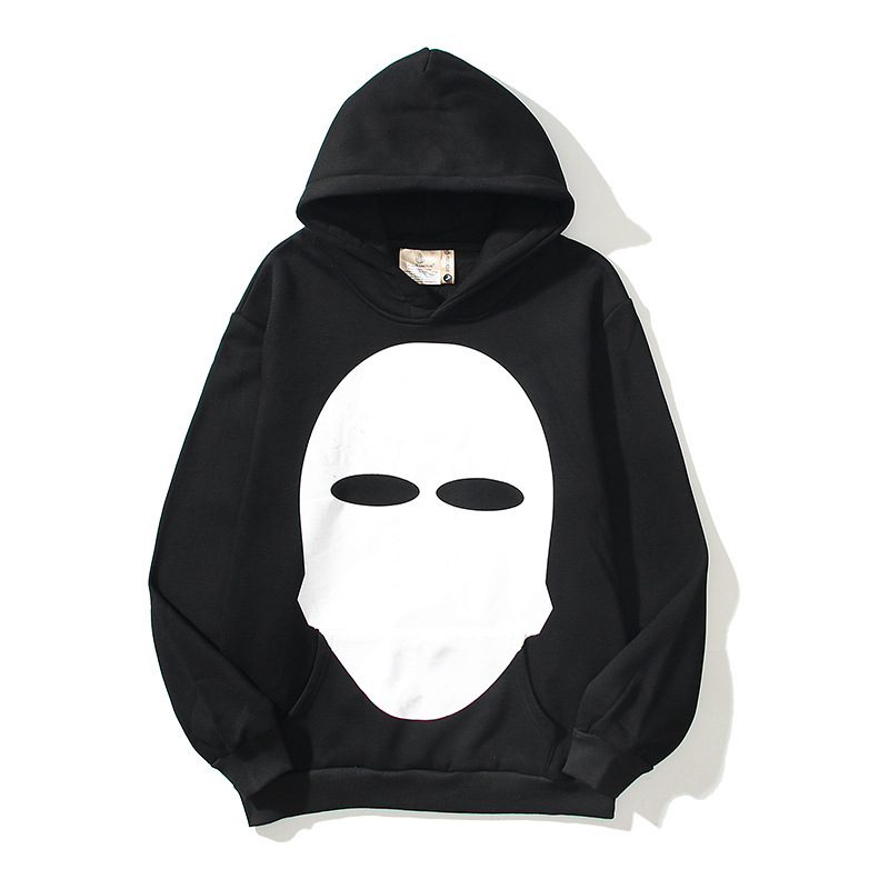 Îmbrăcăminte bărbătească Modă americană retro de stradă principală Hanorac Kanye Kanye unisex 2093 cu imprimeu de războinic mascat_voghion.com