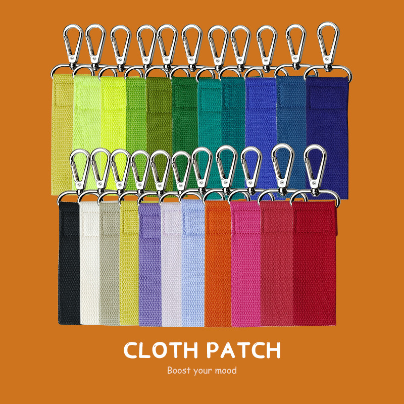 Keychain Colorful DIY Car Key Pendant Korean Same Style Webbing Hot Cloth Sticker Plain Blank Key Chain Accessories