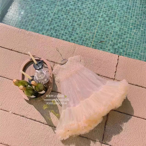  Summer Girls Princess Dress New Sequined Puffy Mesh Skirt Children's Style Skirt Dress Wholesale