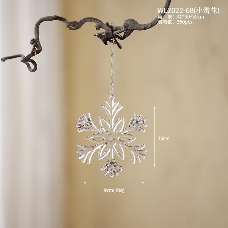 Nuevos productos transfronterizos transparentes copo de nieve acrílico decoraciones de árbol de Navidad guirnaldas bolsas de regalo colgante diseño accesorios colgante