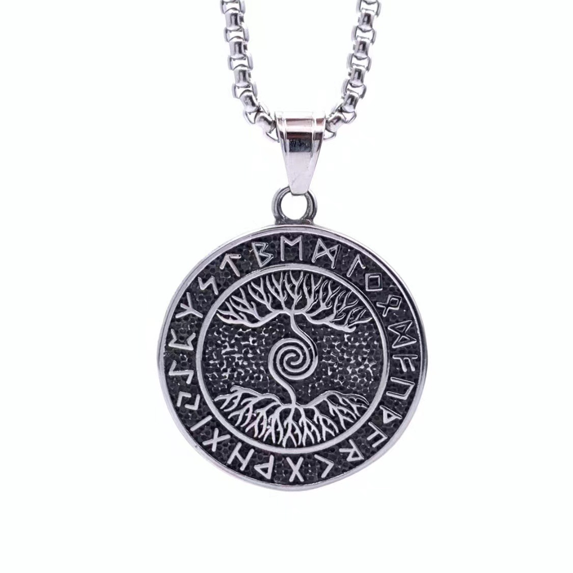 Charms, Pendant Necklace Classification Retro Punk Tree 304 Stainless Steel Men's Charms Pendant Necklace