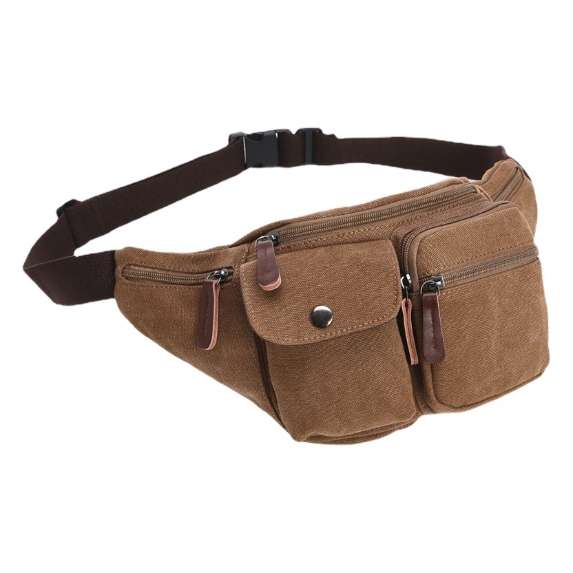 Wholesale from the Manufacturer: Fashionable Casual Waist Bag, Versatile Canvas Bag Suitable for Both Men and Women in Street Style
