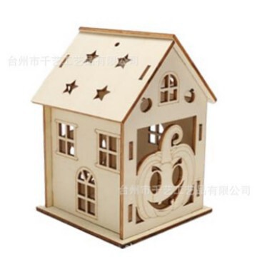 跨境万圣节木制南瓜屋工艺品 儿童DIY3D彩绘南瓜屋家居摆件装饰品|undefined