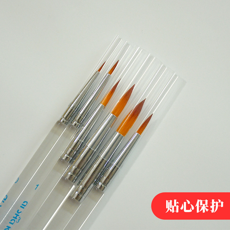 Aaishake acrílico nylon cabeza redonda cristal varilla gancho pluma acuarela uñas belleza cara pluma aceite cepillo varilla transparente