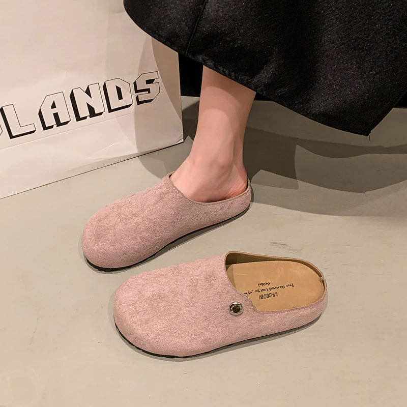 Женщины в стиле полудрагоценностей Баотоу носят туфли Birkenstock с перфорацией на одной ноге, ретро-тапочки с ленивыми ступнями, весна-осень 2025 года, новые универсальные туфли