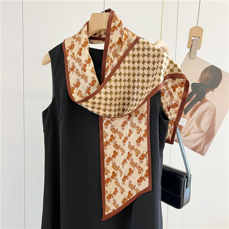 Universal silk summer long double-sided scarf