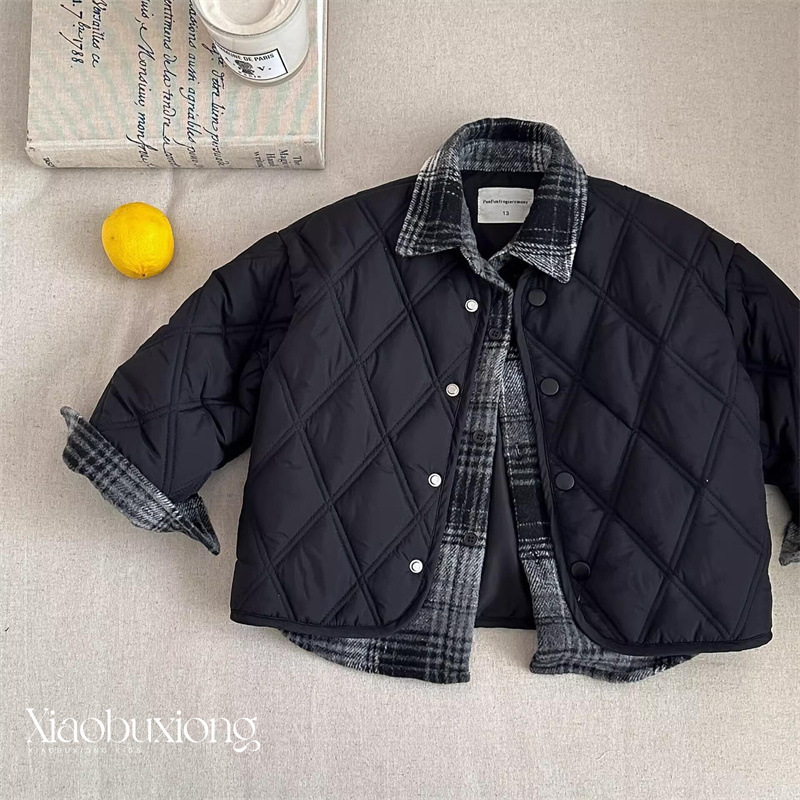 Small cloth bear boys down cotton-padded jacket new children's western style fake two-piece quilted winter coat boys handsome cotton-padded coat tide Small cloth bear boys down cotton-padded jacket new children's western style fake two-piece quilted winter coat boys handsome cotton-padded coat tide