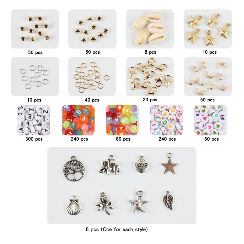 DIY Jewelry Accessories Classification 1 Set Alloy Plastic Soft Clay Letter Starfish Shell DIY Jewelry Accessories Beads