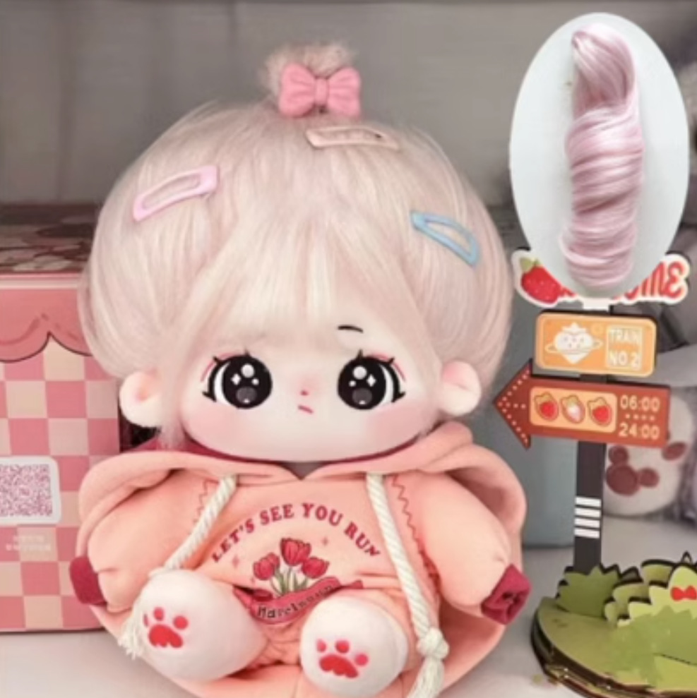 20cm algodón muñeca peluca Cola de Caballo Pelo Largo doble cola de caballo rizado en forma de humano clip de garra en stock