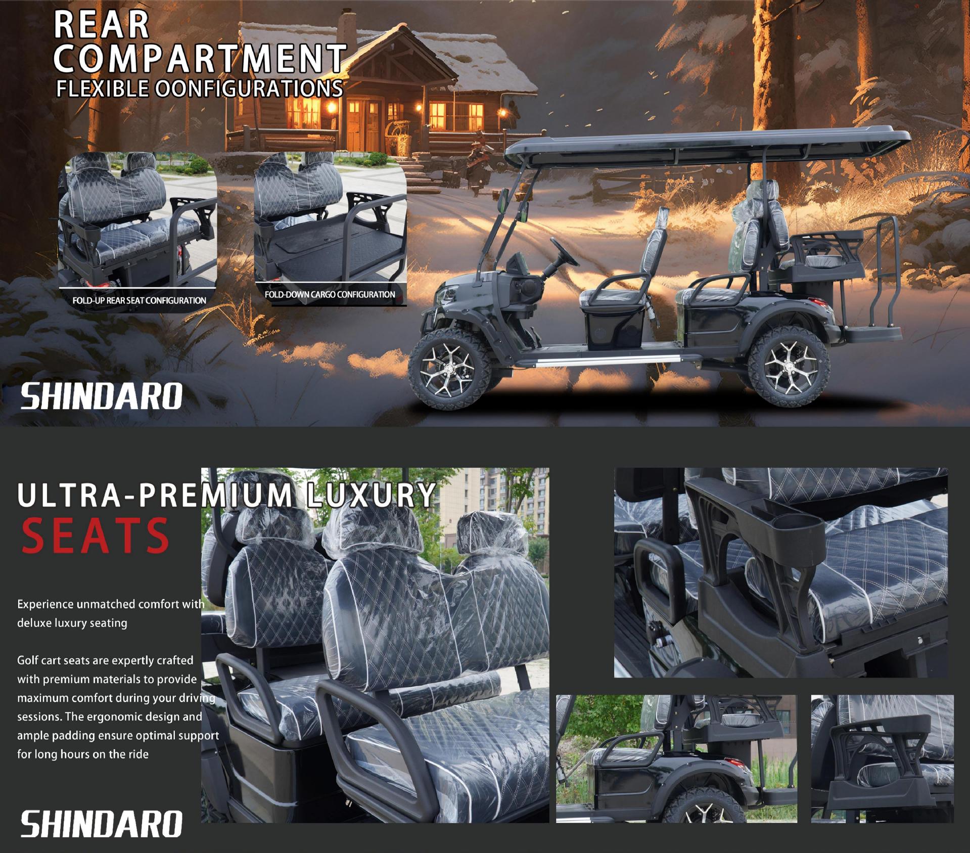 Four-Wheel Drive Electric Golf Cart, 2-Seater, 4-Seater, 6-Seater, Export Quality with 5-Year Warranty, High Horsepower, Long Range for Home Use