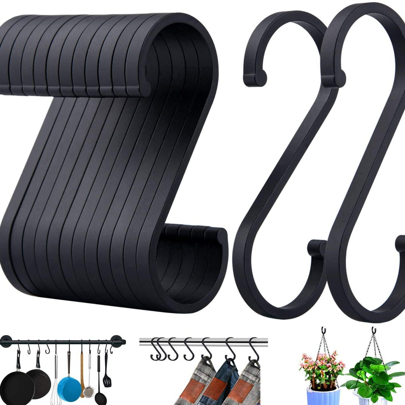 Metal hook S hook kitchen portable S hook multifunctional crossbar wardrobe hook flat S hook cabinet door Double S hook wholesale