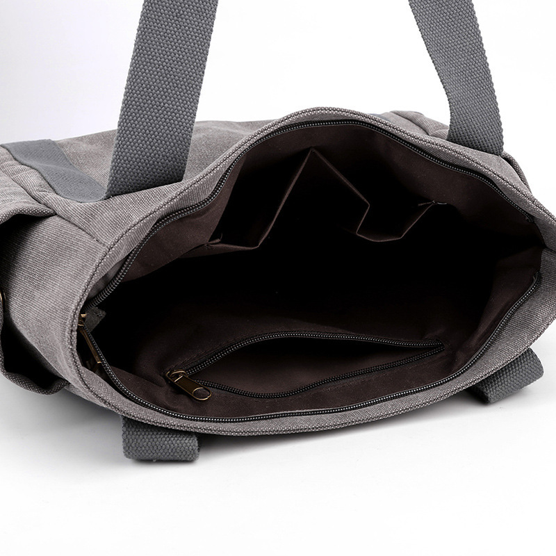 Fashion Korean Style New Handbag Canvas Tote Bag Simple Retro Large Capacity Shoulder Bag For Women - Thumbnail 6