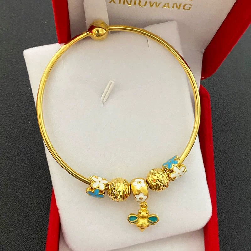 金奕铖饰品 Золотистое покрытие украшения Четырехлистник Золотое жемчужное пчелиное золото Подвеска DIY с модной одной