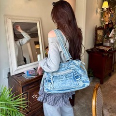 韓国マティンキム李松河同型ウォッシュキャンバス2025新作ショルダーデニムバッグ脇トートバッグ