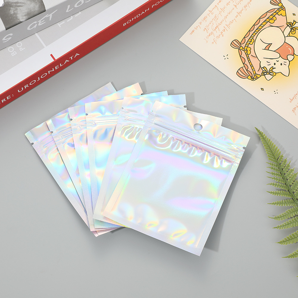 跨境镭射包装袋炫彩自封袋数据线阴阳袋数码铝箔塑料袋子幻彩饰品