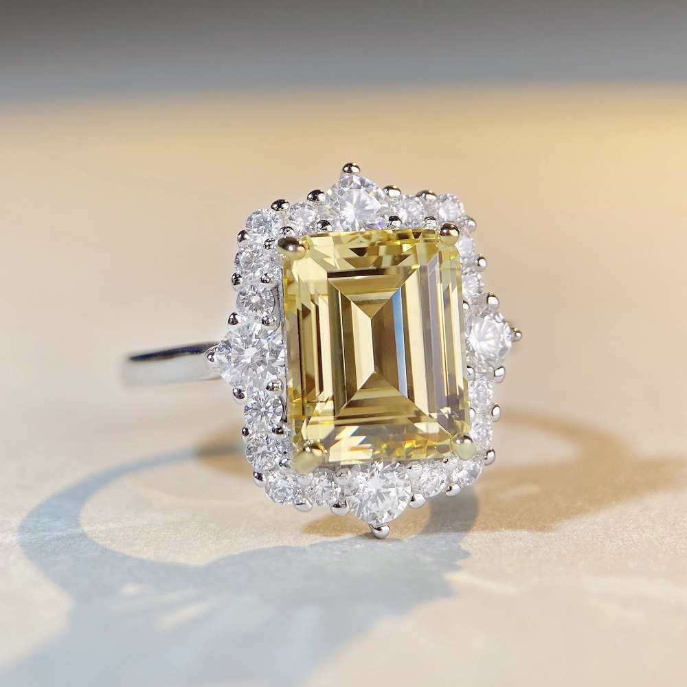 Simple Style Rectangle Sterling Silver Plating Zircon Rings 1 Piece