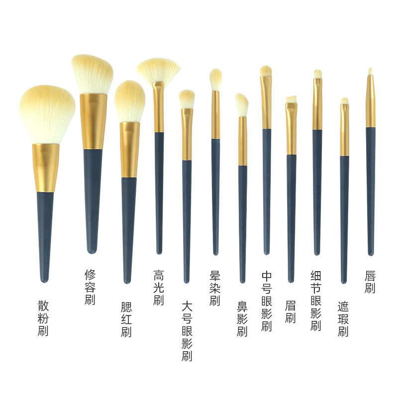 Venta caliente Internet celebridad recomendar maquillaje cepillo traje 12 unids portátil cepillo de pelo suave Blush cepillo sombra de ojos cepillo conjunto completo