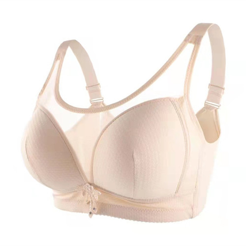 Breathable, wireless mother's underwear with side support, thin model for middle-aged and elderly women, plus size, four-row fastener
