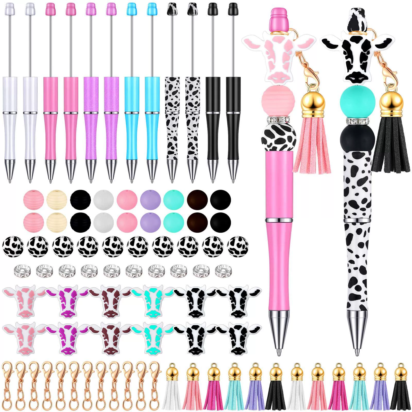 Популярный трансграничный набор из 12 предметов для ручек с бусинами, силиконовые бусины, силиконовая ручка с бусинами в виде бычьей головы, кисточка, подарок ручной работы