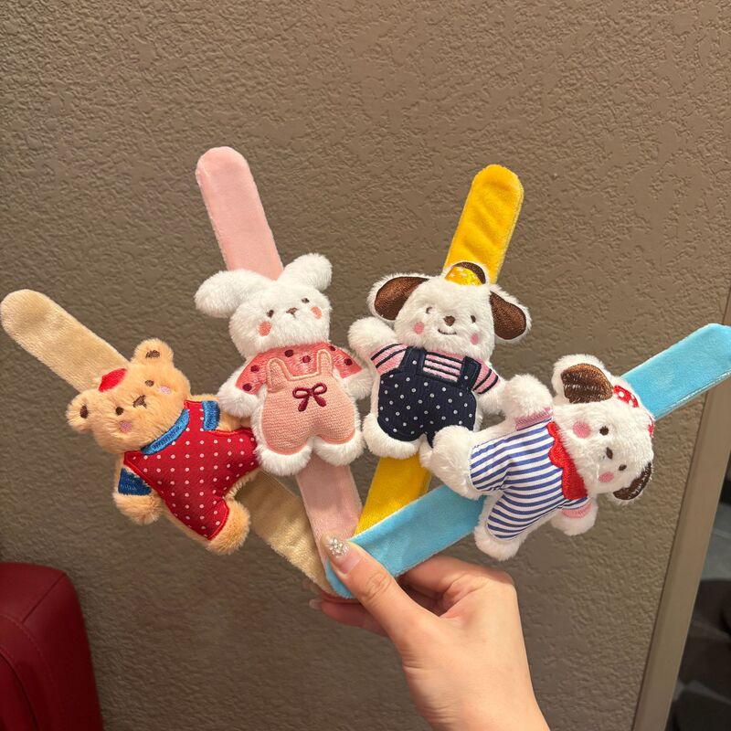 New Style Puppy Plush Snap Ring Cartoon Children's Rabbit and Bear Shaped Wristband Holiday Creative Gift Prize