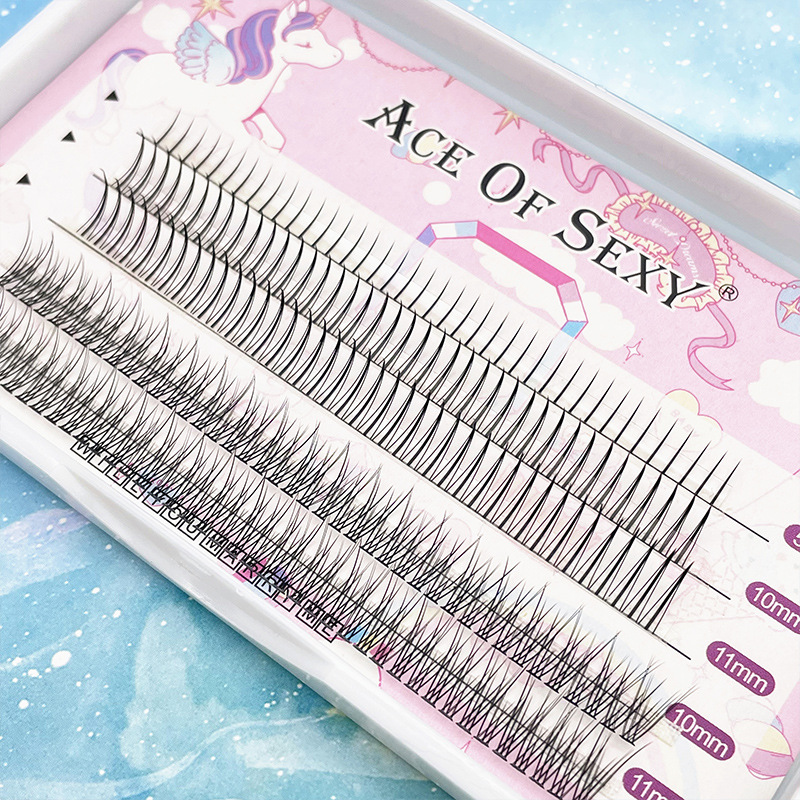 Pelo de hadas cola de pez tipo una flor mixta pelo pestañas postizas segmento suave natural cinco filas Injerto de pestañas plantación de pestañas